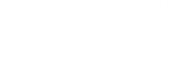 Baltimore swim and social club horizontal logo with white text