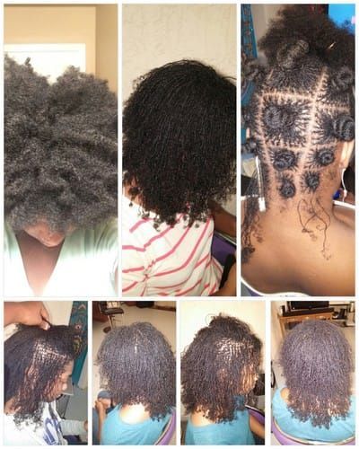 A collage of pictures of a woman 's hair