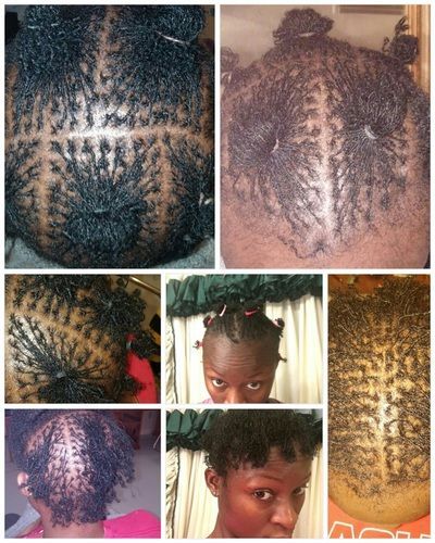 A collage of four pictures of a woman 's hair