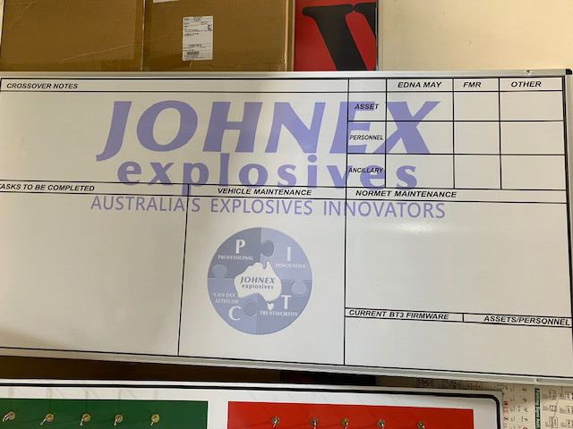 A whiteboard with the name johnex on it
