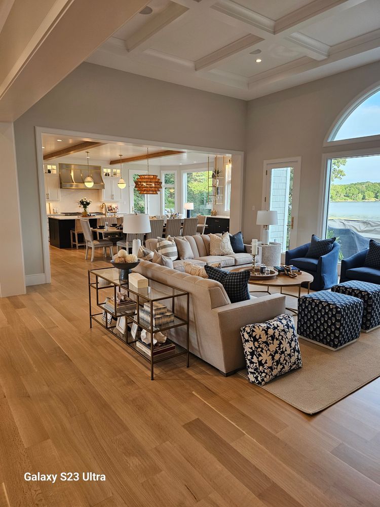 A living room filled with furniture and a couch.
