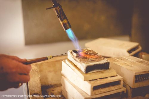 Silversmith Mark Fenn using Hot Flame to solder a silver ring