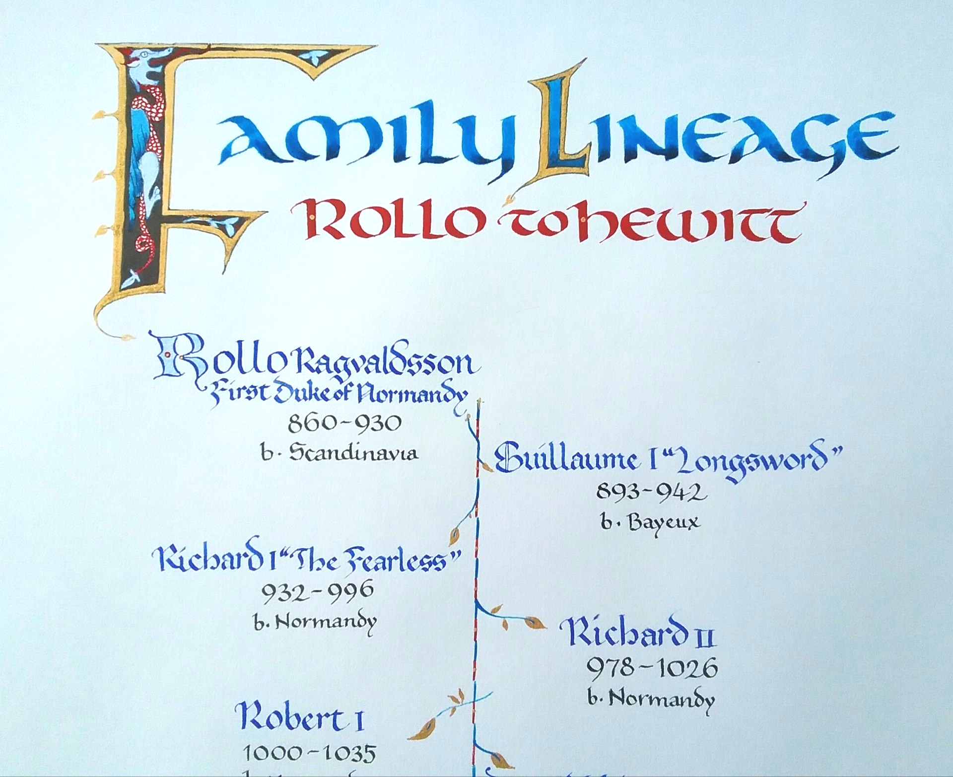 Family tree title illuminated