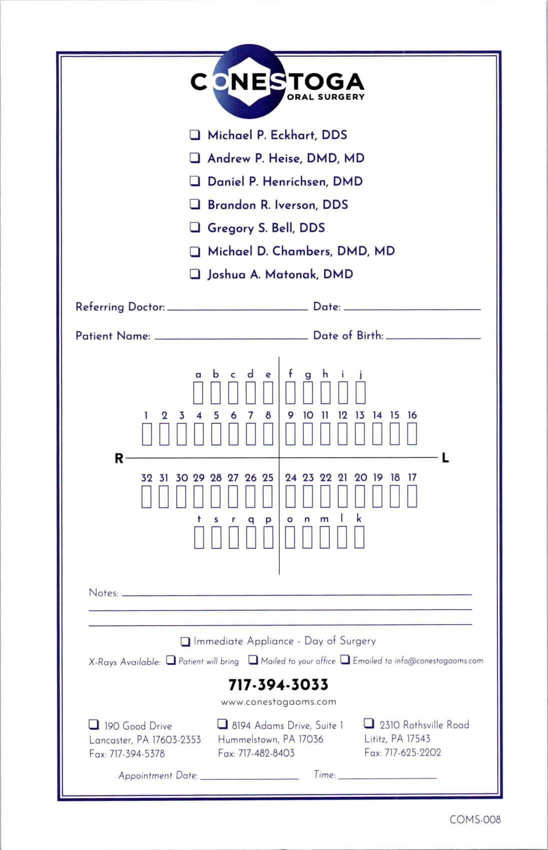 Referring Doctors Lititz, PA Conestoga Oral Surgery