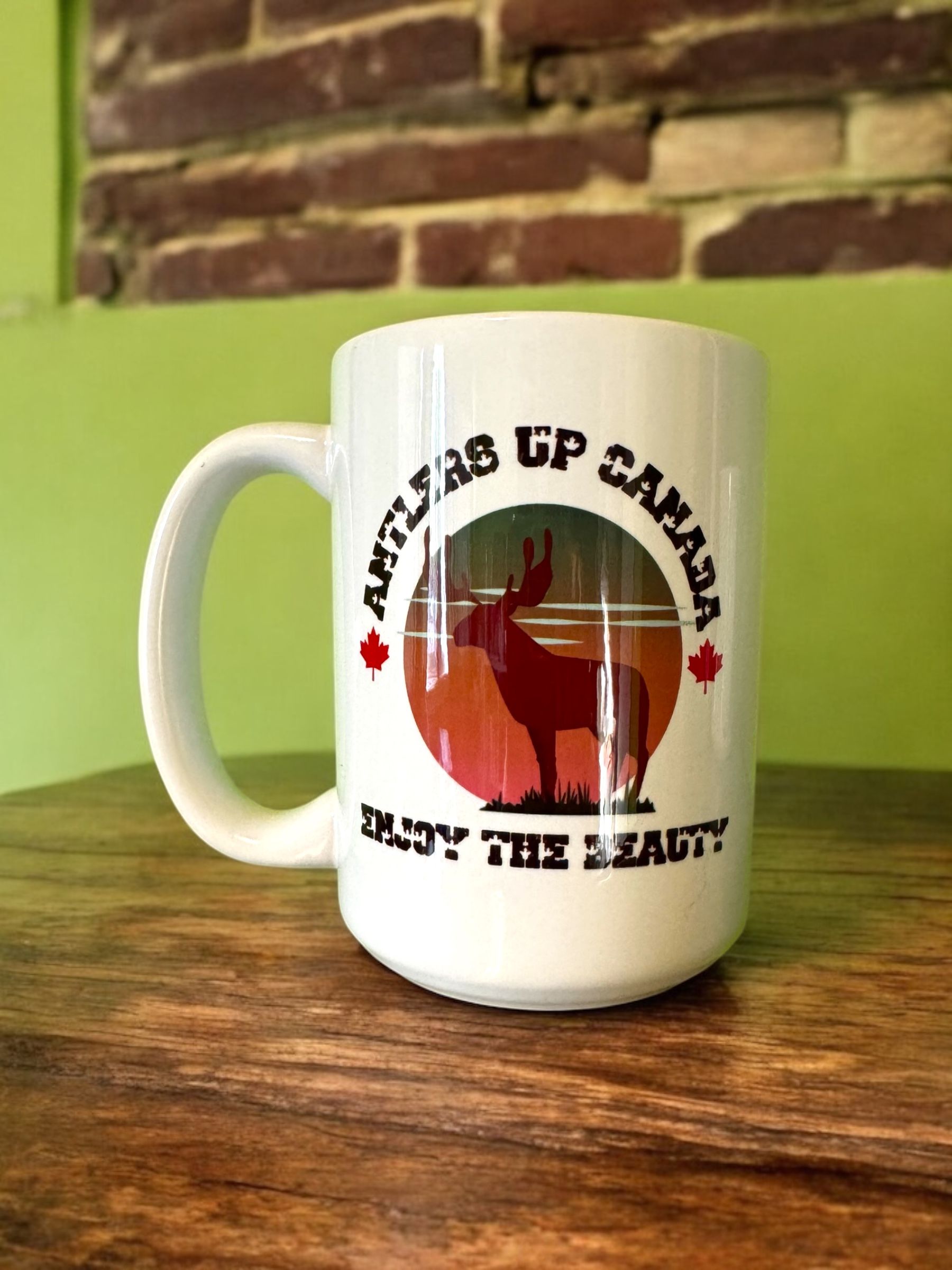 White mug with logo: 