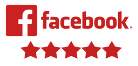 A facebook logo with five stars next to it.