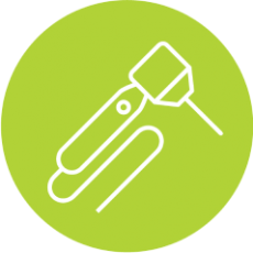 A green circle with a white line drawing of a paper clip.