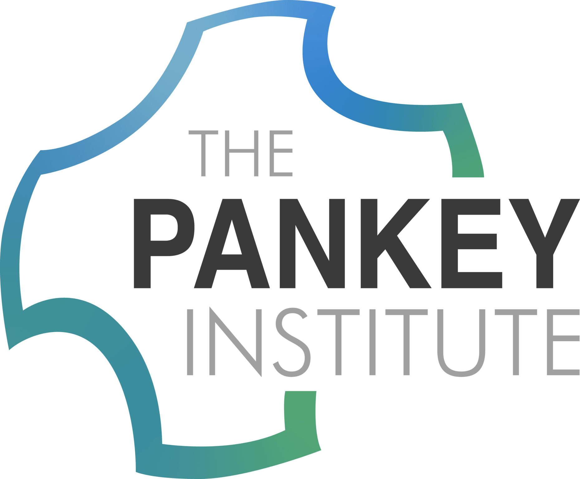 A logo for the pankey institute with a blue and green outline.