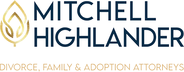 Mitchell Highlander logo with gold scales icon and tagline “Divorce, Family & Adoption Attorneys”