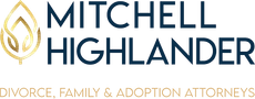 Mitchell Highlander logo with gold scales icon and tagline “Divorce, Family & Adoption Attorneys”