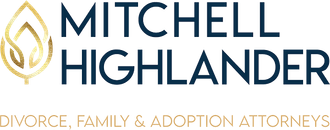 Mitchell Highlander logo with gold scales icon and tagline “Divorce, Family & Adoption Attorneys”