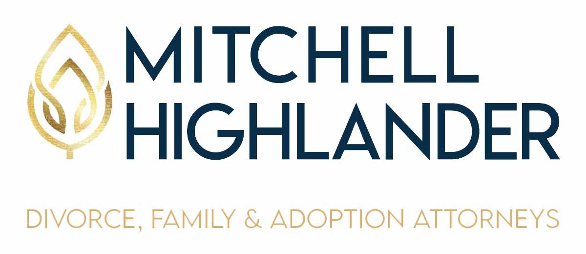 Mitchell Highlander logo with gold flame icon and tagline “Divorce, Family & Adoption Attorneys”
