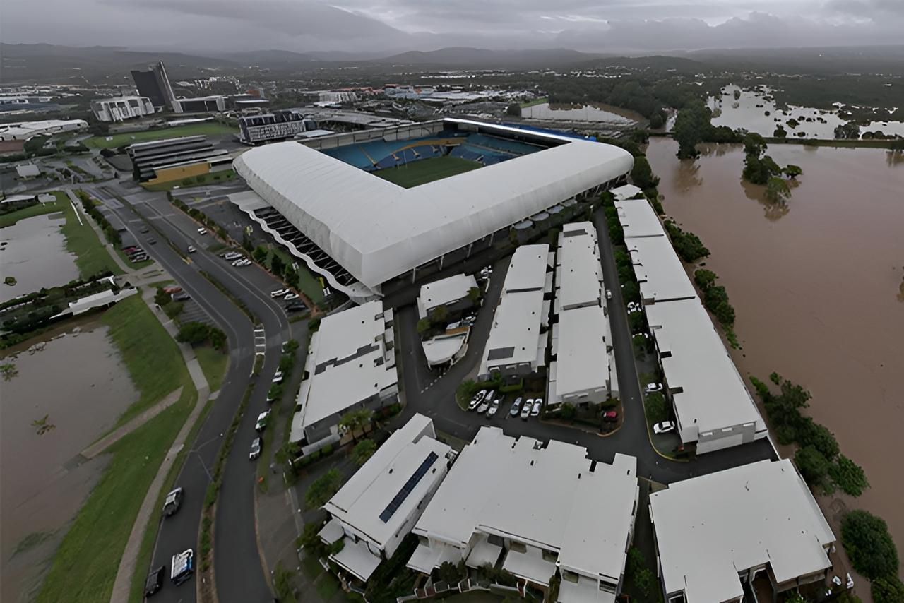 Aerial View of City With a Large White Building — Supercare Gold Coast in Robina, QLD