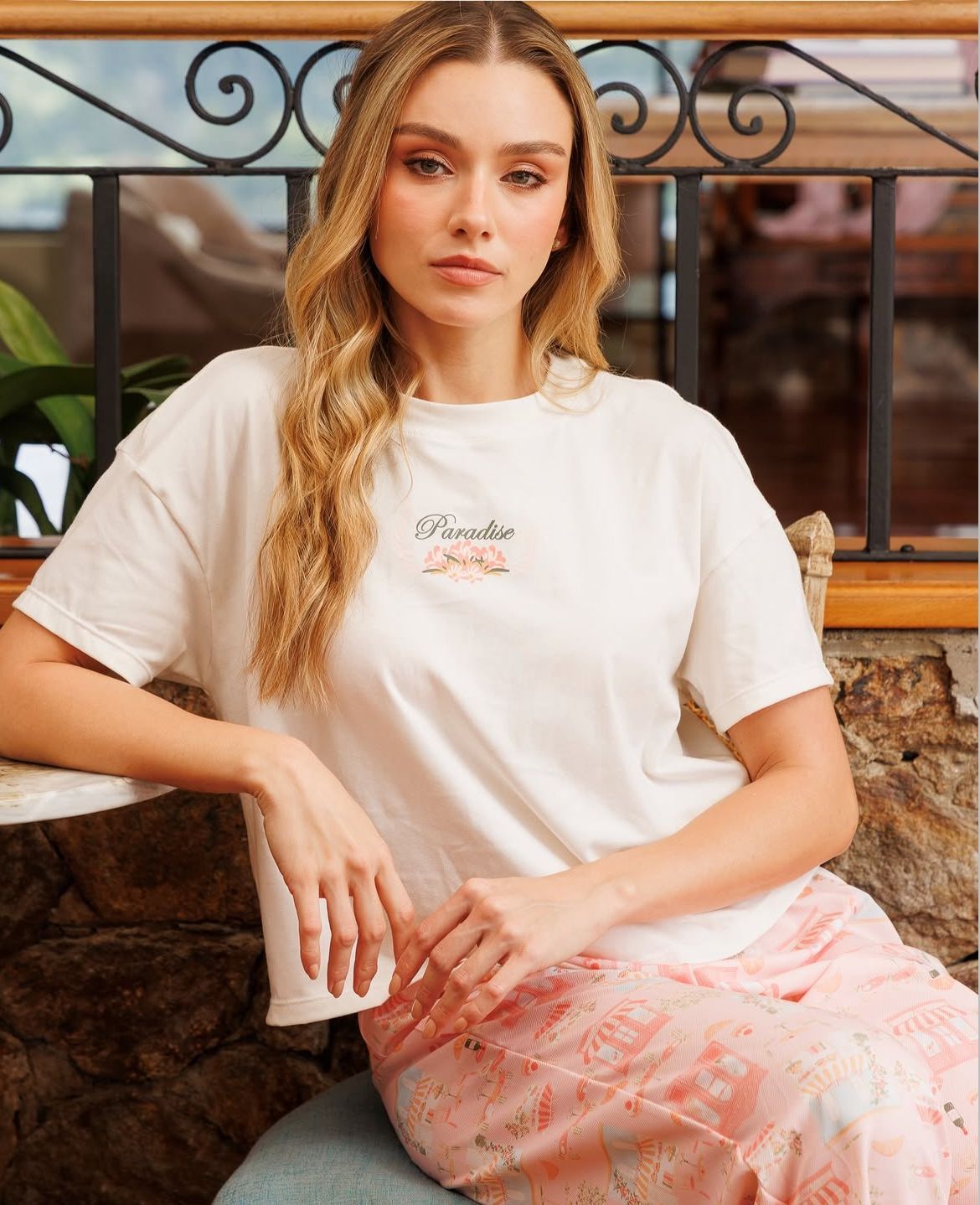 Pijama Rosa pantalón estampado