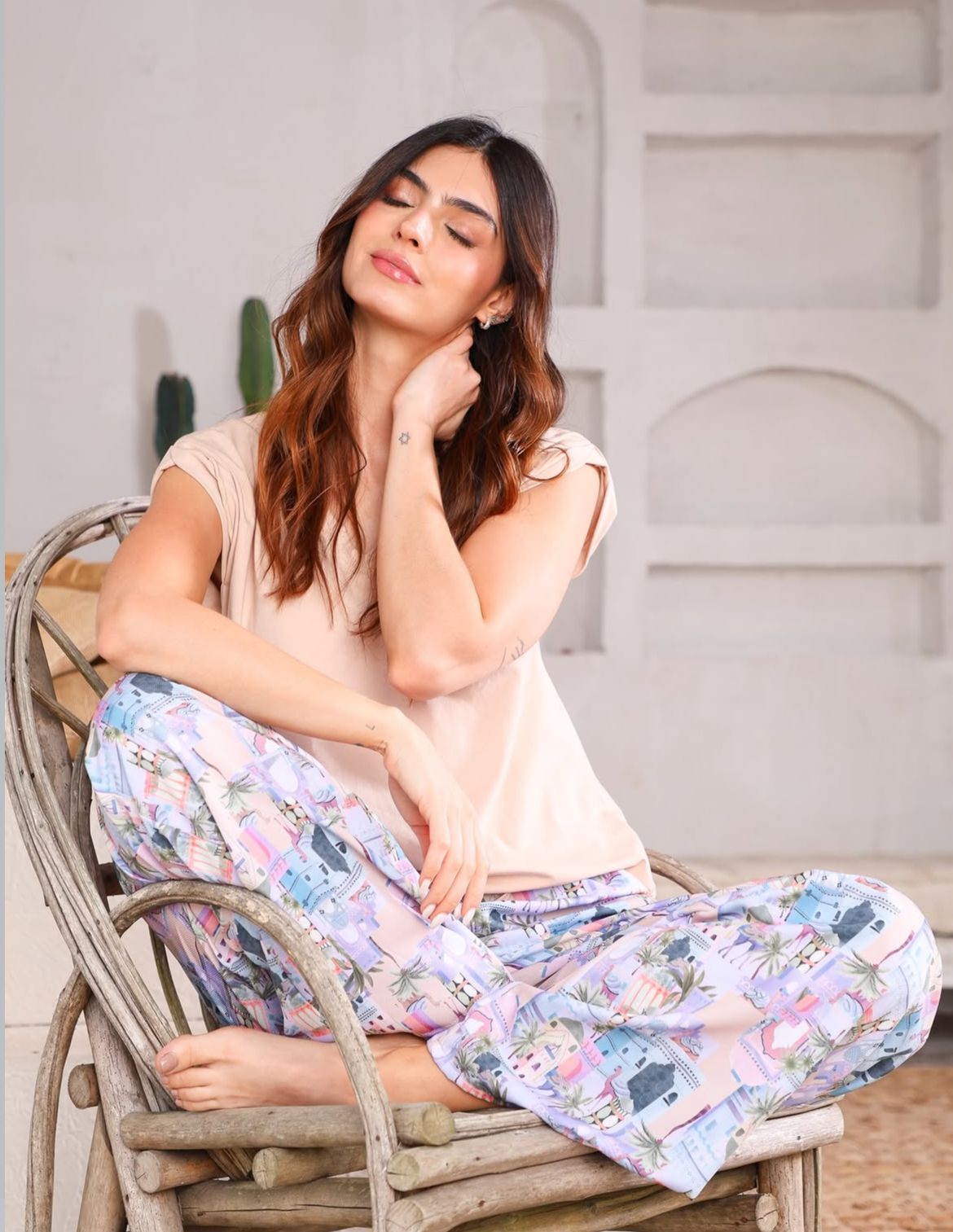 Pijama pantalón estampado azul