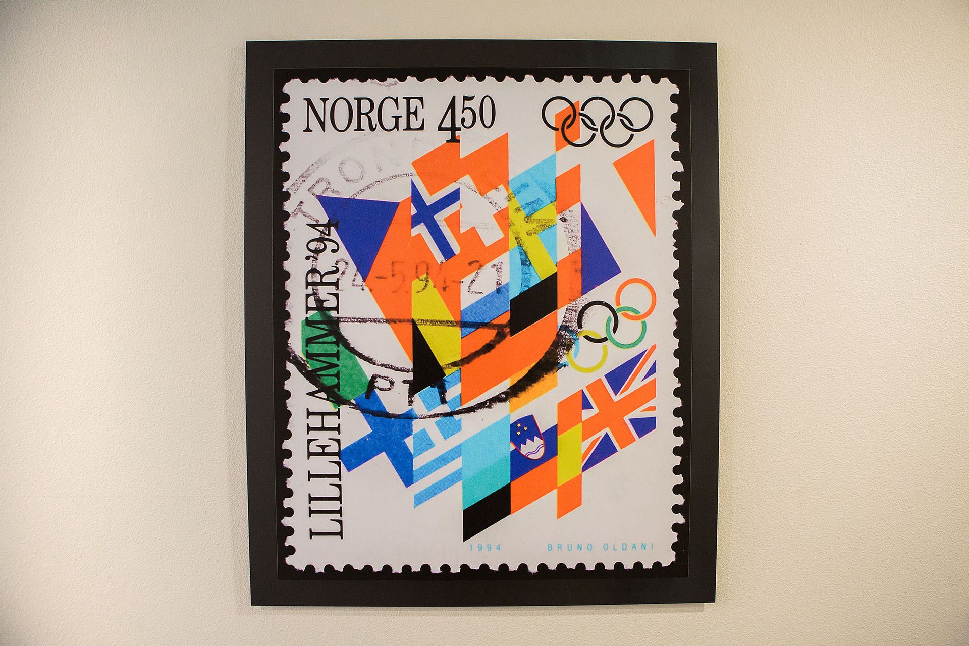 Framed norwegian postage stamp 