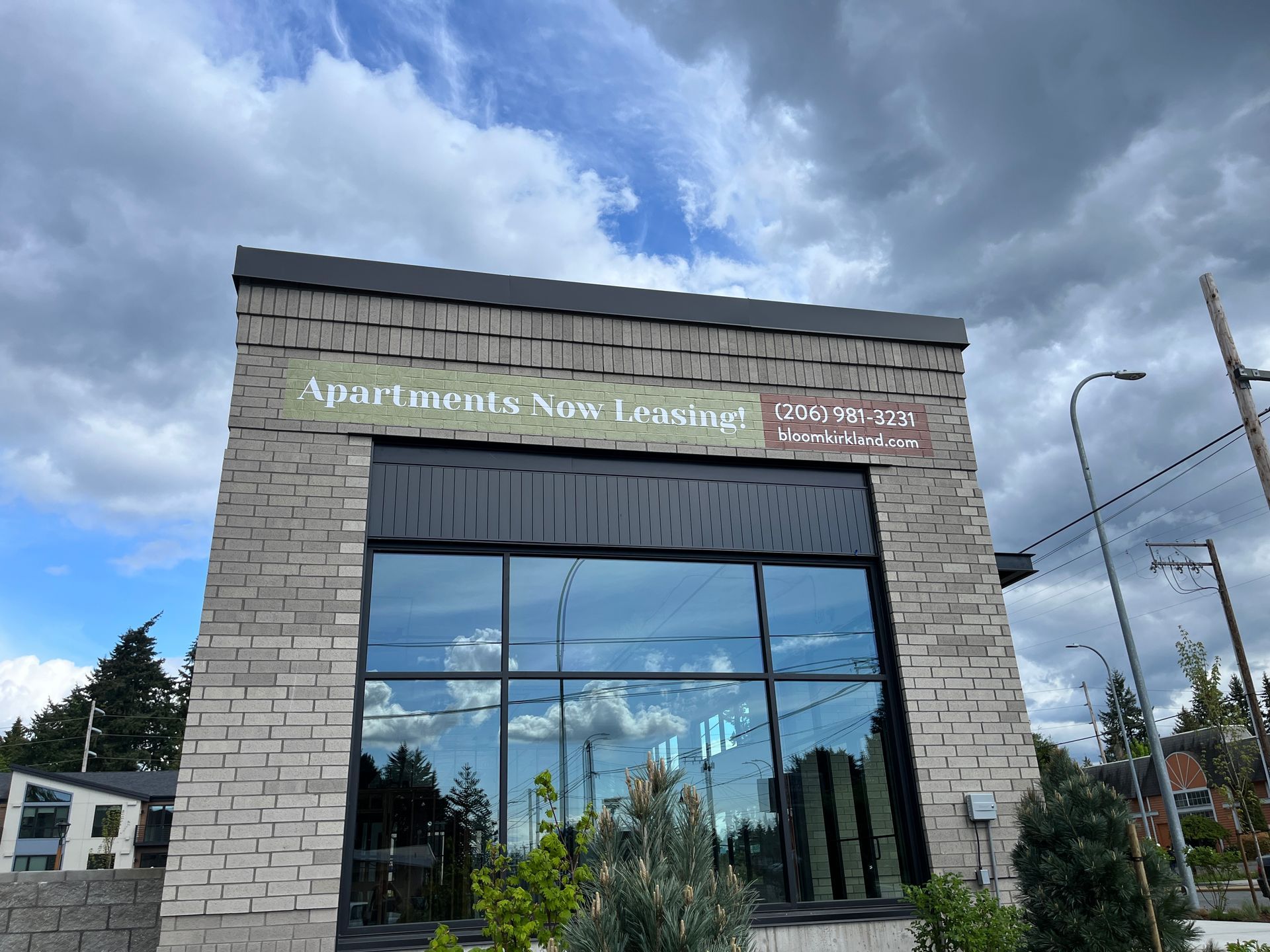 Apartment building with large windows 