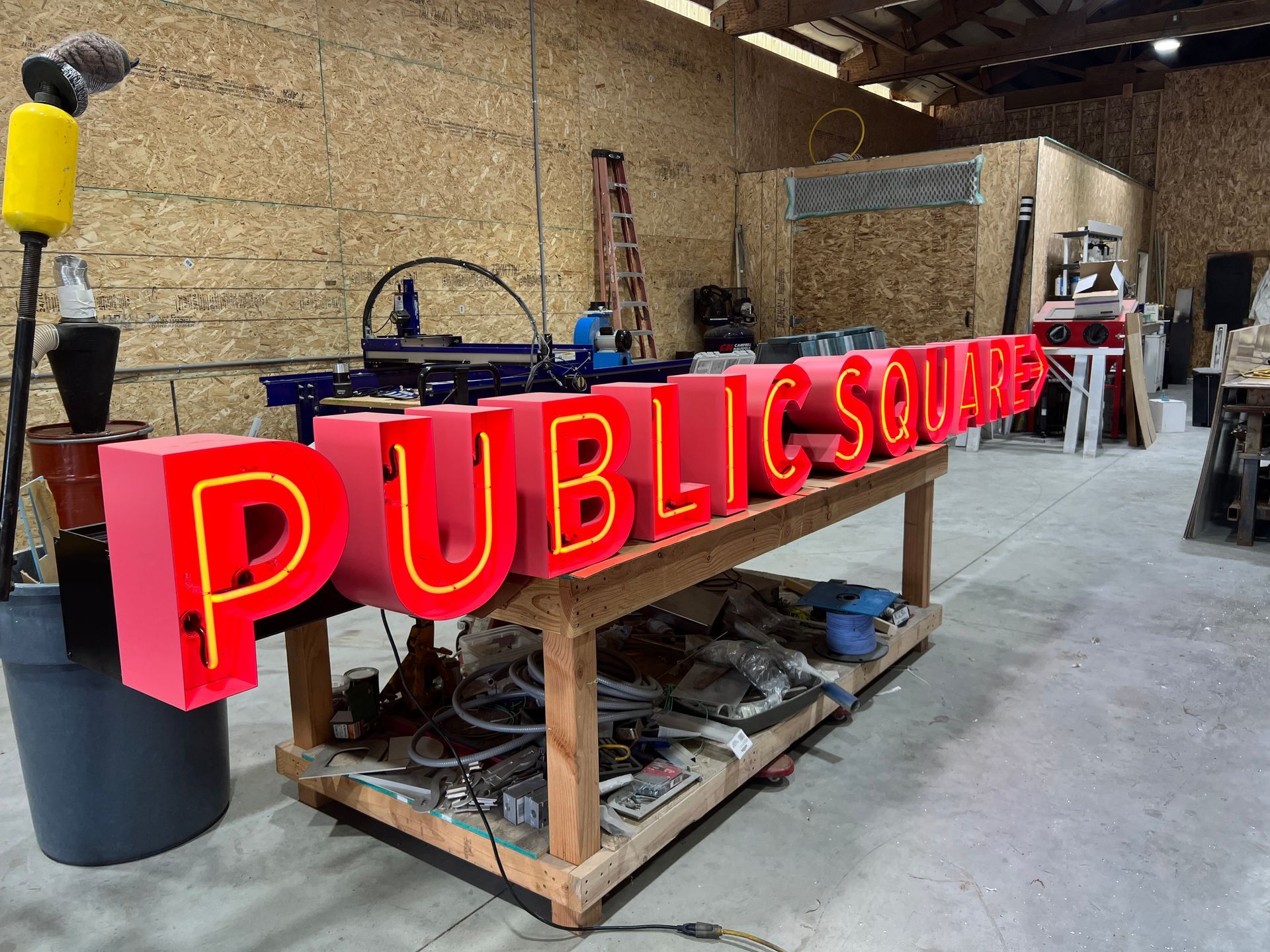 Sign for in front of a building 