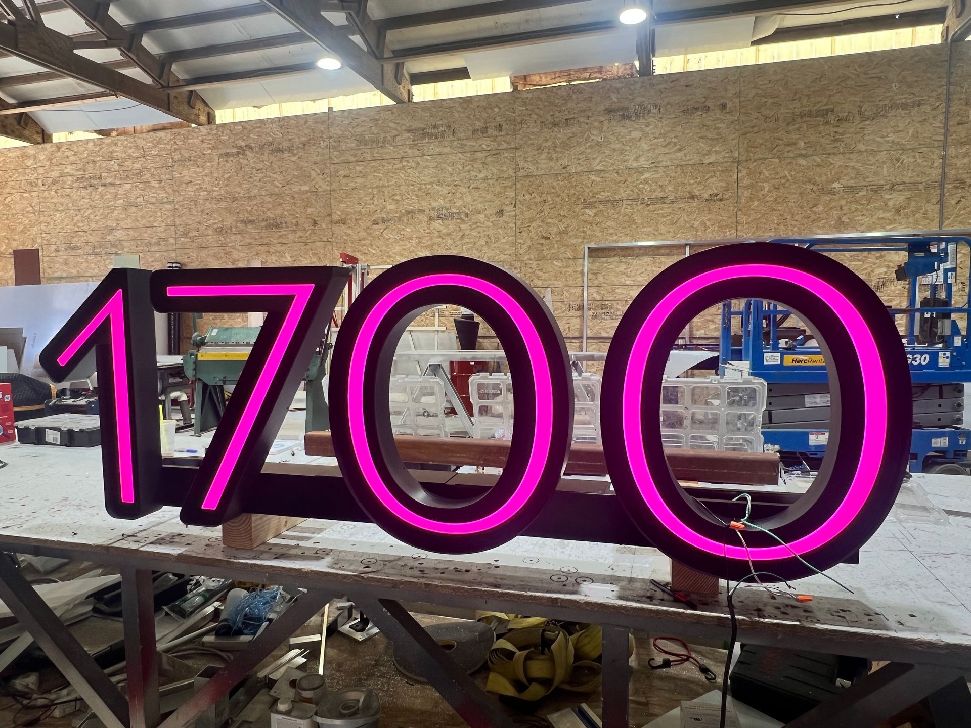 Neon sign of the number 