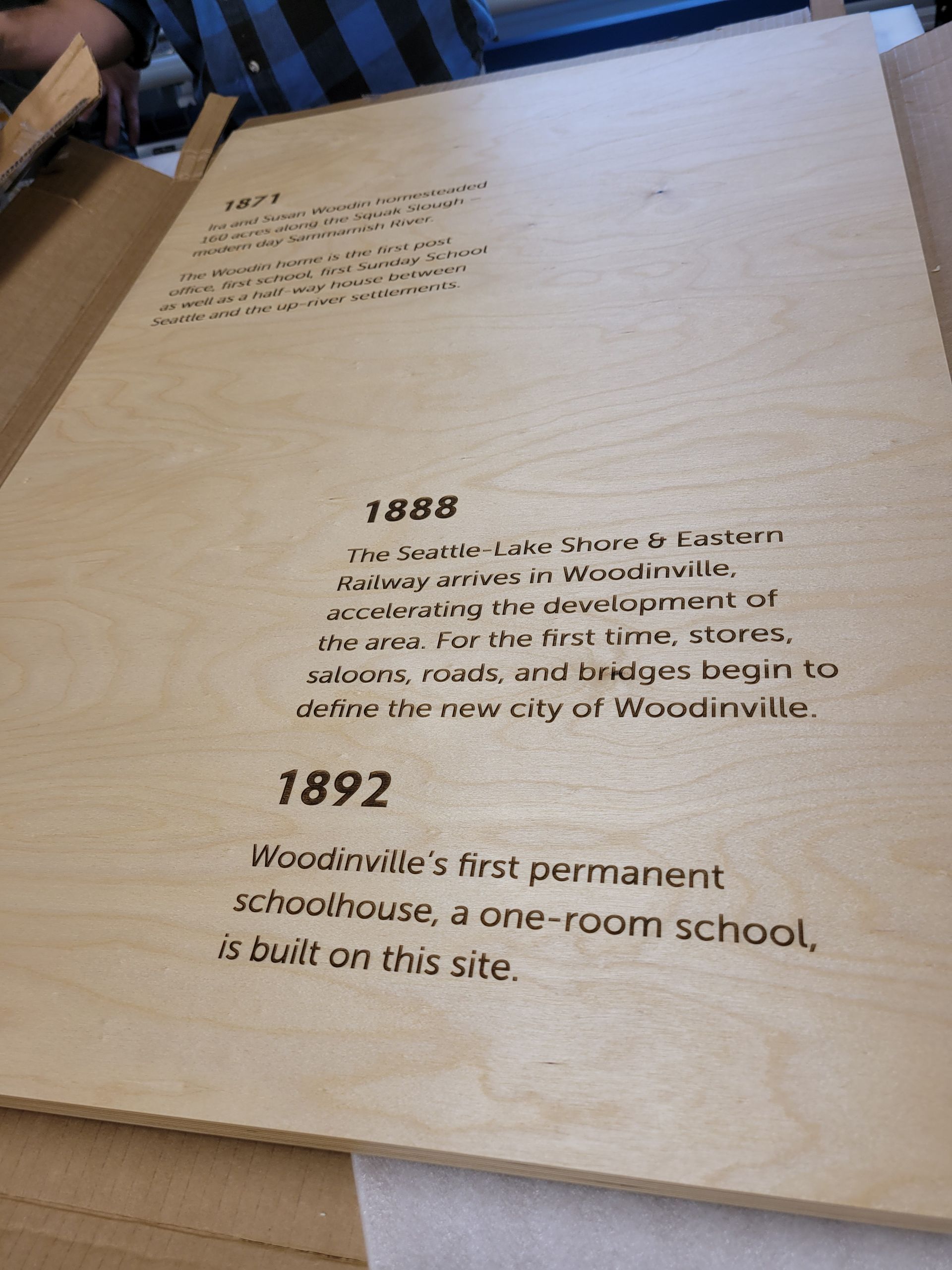 Timeline on a wooden boar