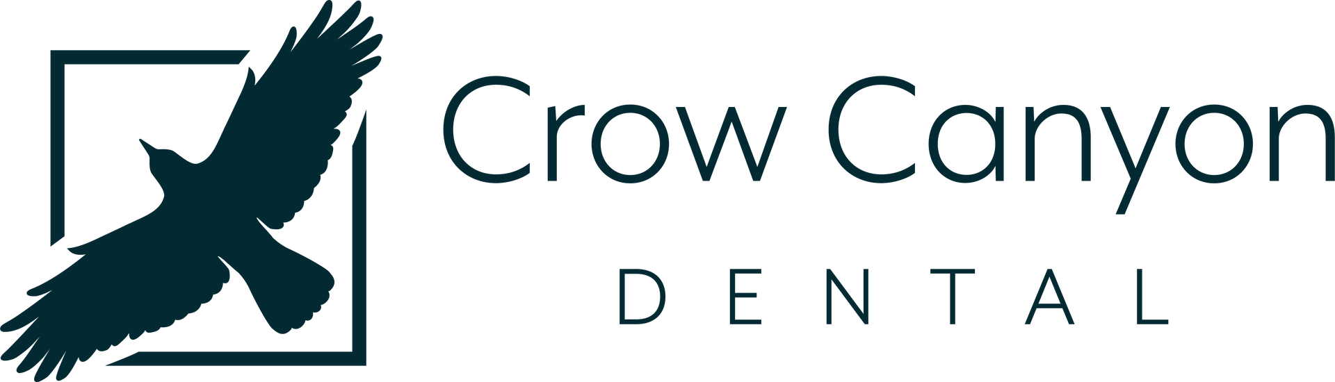 The logo for crow canyon dental has a bird on it.