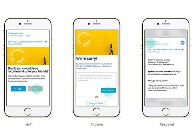 Three cell phones are shown with a yellow background and a message that says we 're sorry