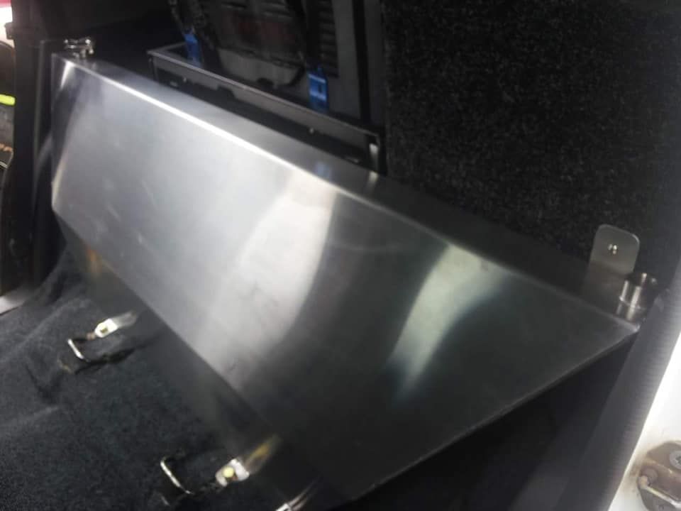 A Stainless Steel Shelf In The Back Of A Car — Vids Fabrication in South Lismore, NSW
