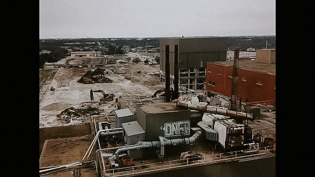 an aerial view of a factory under construction .