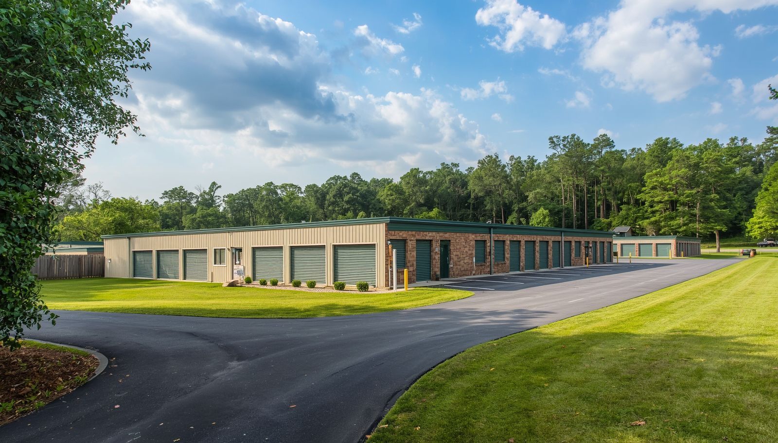 Modern drive-up self-storage facility in North Carolina with outdoor storage units.