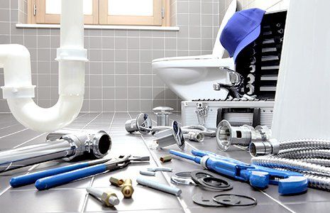 Plumbing — Plumber Tools and Equipment in Bathroom in Griffin, GA