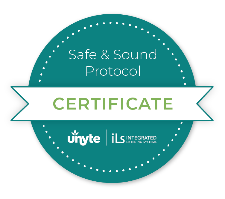 A sticker that says safe and sound protocol certificate.