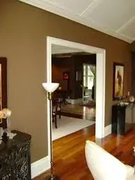 A room with a white door