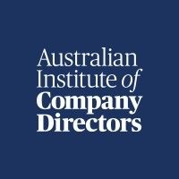 The logo for the australian institute of company directors is on a blue background.