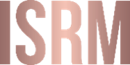 The word isrm is written in rose gold letters on a white background.