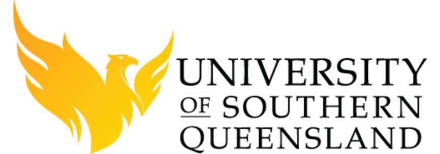 The university of southern queensland logo has a phoenix on it.