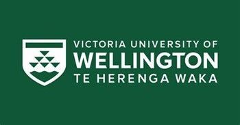 The logo for the victoria university of wellington is on a green background.