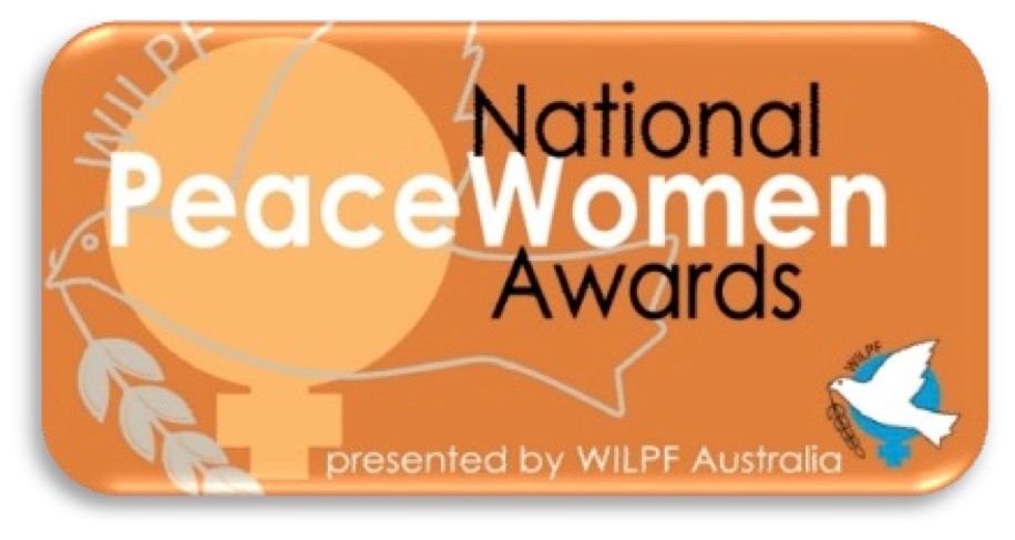 An orange button that says national peace women awards