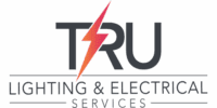 Logo for TRU Lighting & Electrical Services. Features a lightning bolt through the letters TRU, with text below.