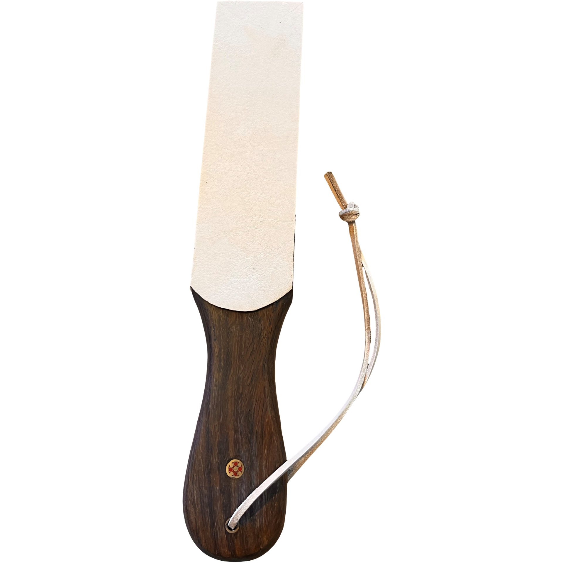 aanzetleer met walnoothouten handvat voor het polijsten en onderhouden van messen