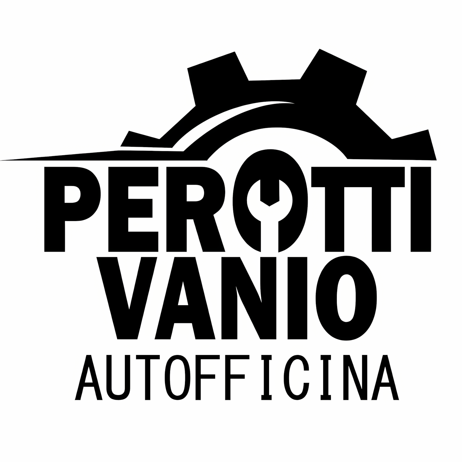 Logo for Perotti Vanio Autofficina: a gear above the words "PEROTTI VANIO", wrench in "O", and "AUTOFFICINA" below.