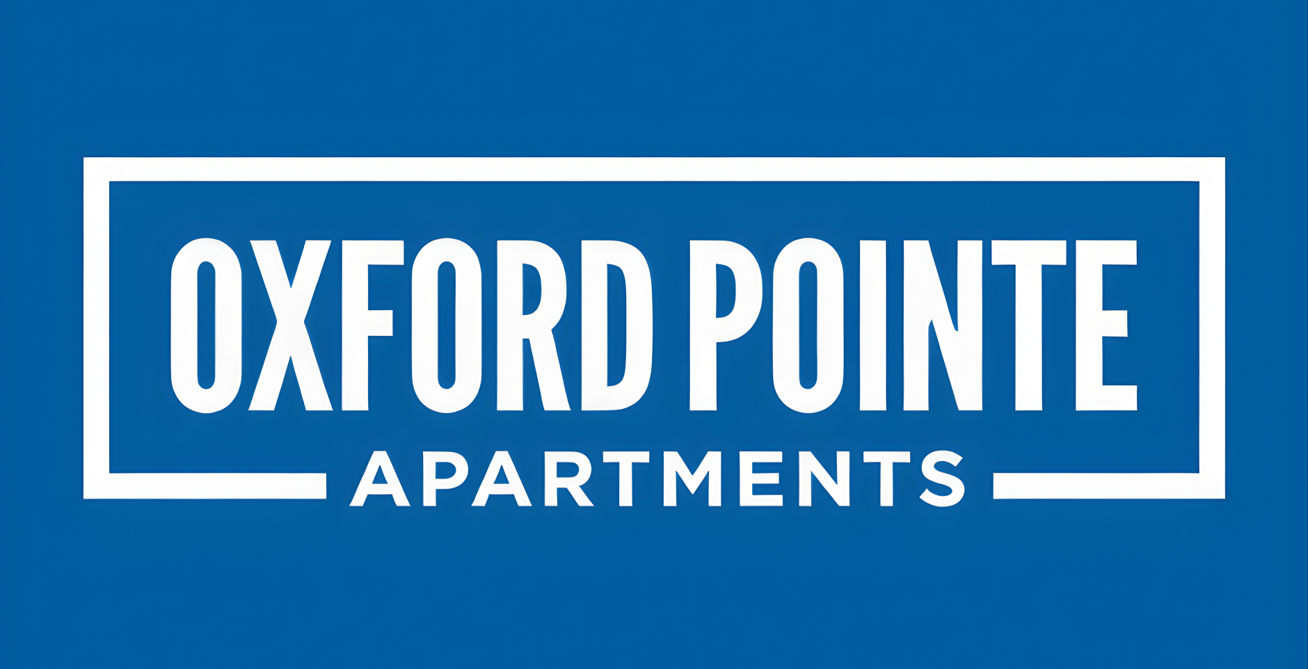 Logo of Oxford Pointe Apartment Homes: Blue circle with 