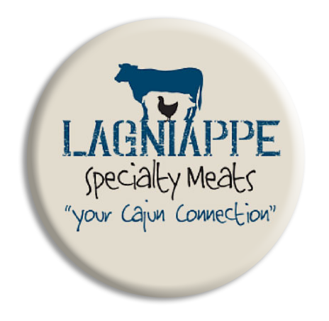 Lagniappe Specialty Meats logo with a cow and “Your Cajun Connection” tagline
