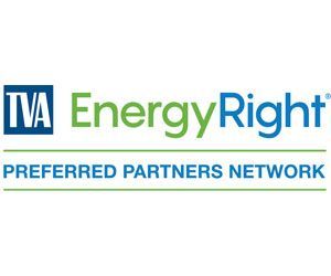 Logo for TVA EnergyRight Preferred Partners Network, featuring a TVA box and green text.