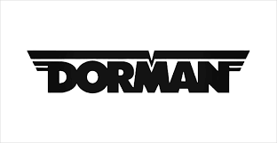 A black and white dorman logo on a white background