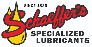 The logo for schaeffer 's specialized lubricants is red and yellow.