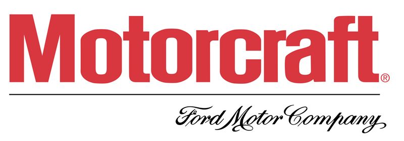 The logo for motorcraft ford motor company is red and white.