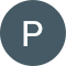 The letter p is in a blue circle on a white background.