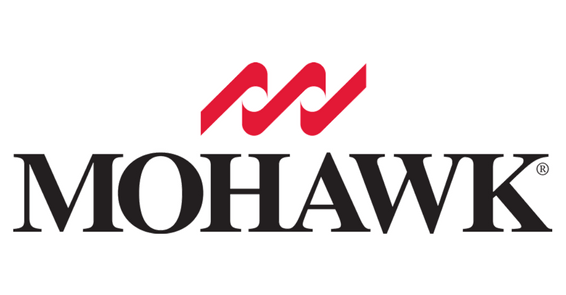 A red and black logo for mohawk on a white background