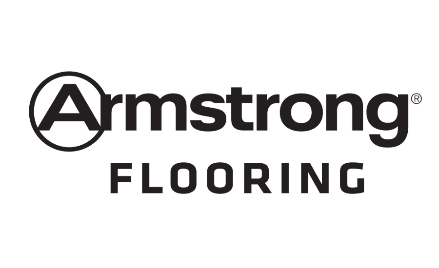 The armstrong flooring logo is black and white on a white background.
