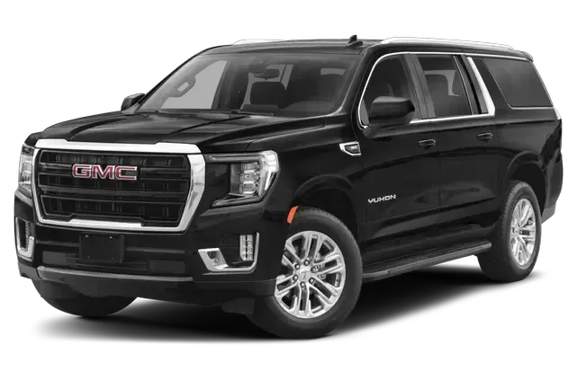 A black suv is parked on a white background.